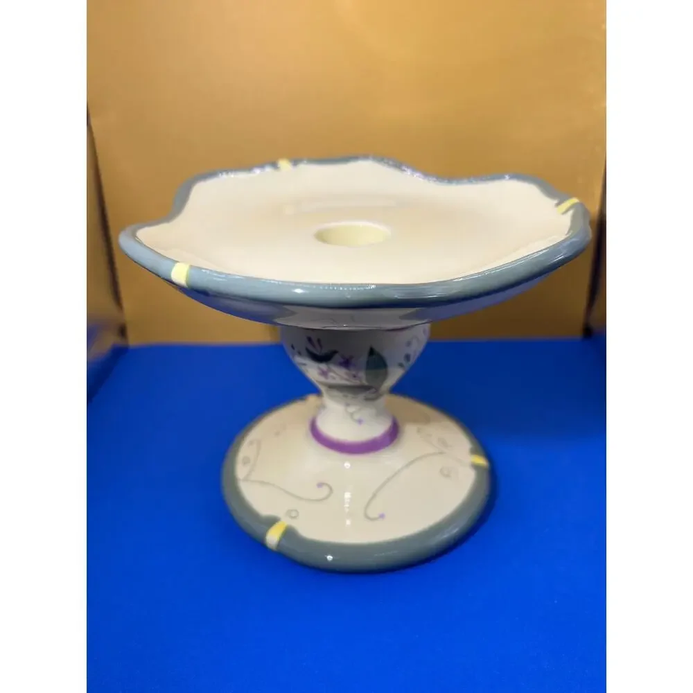 TWO PartyLite Garden Lites Taper/Ball Holder P8094 Cheery Pattern Yellow Green - Picture 2 of 9